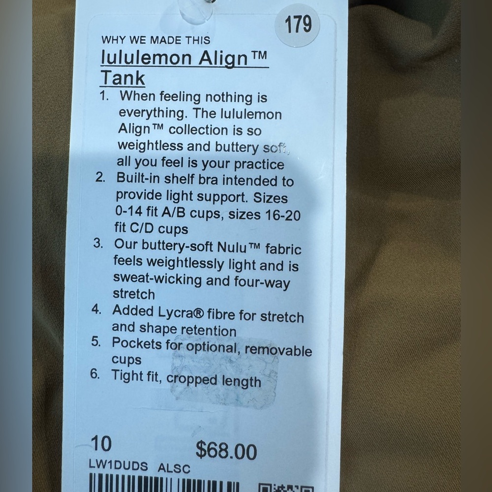 NWT Lululemon Align Tank Top Size 10
Color is Allspice - Picture 4 of 5